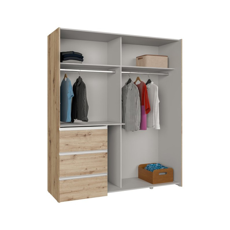 Szafa 170 cm WINN 2 z lustrem – dąb artisan