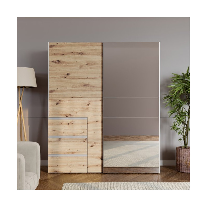 Szafa 170 cm WINN 2 z lustrem – dąb artisan