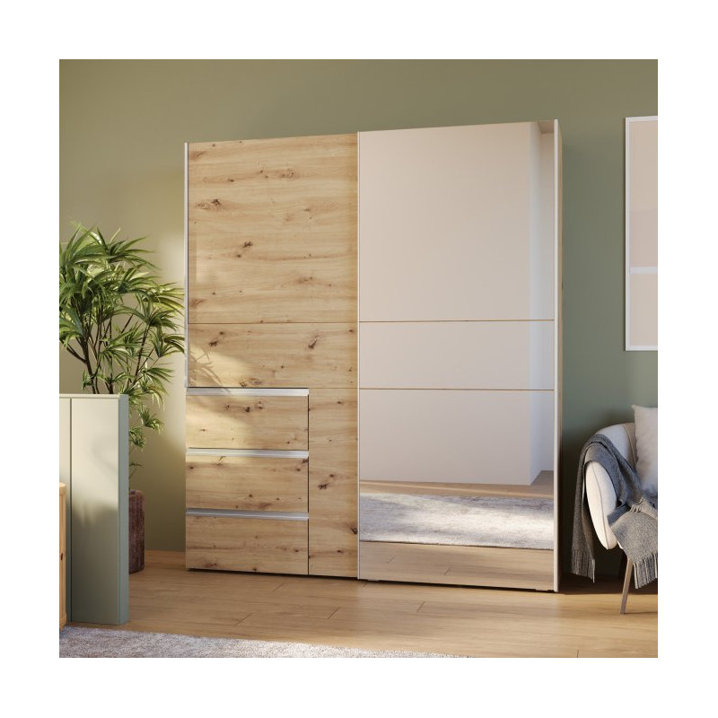 Szafa 170 cm WINN 2 z lustrem – dąb artisan