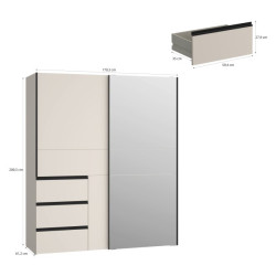 Szafa 170 cm WINN 2 z lustrem | piaskowy