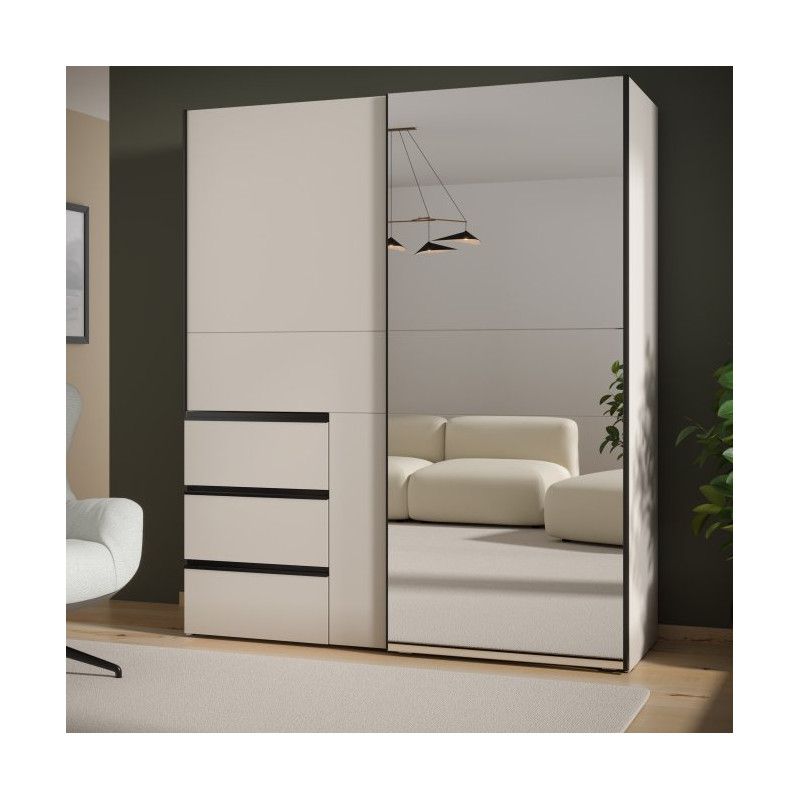 Szafa 170 cm WINN 2 z lustrem | piaskowy