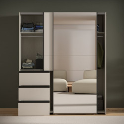 Szafa 170 cm WINN 2 z lustrem | piaskowy