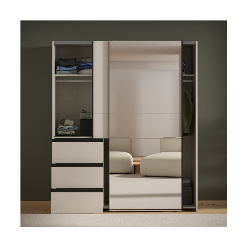 Szafa 170 cm WINN 2 z lustrem | piaskowy