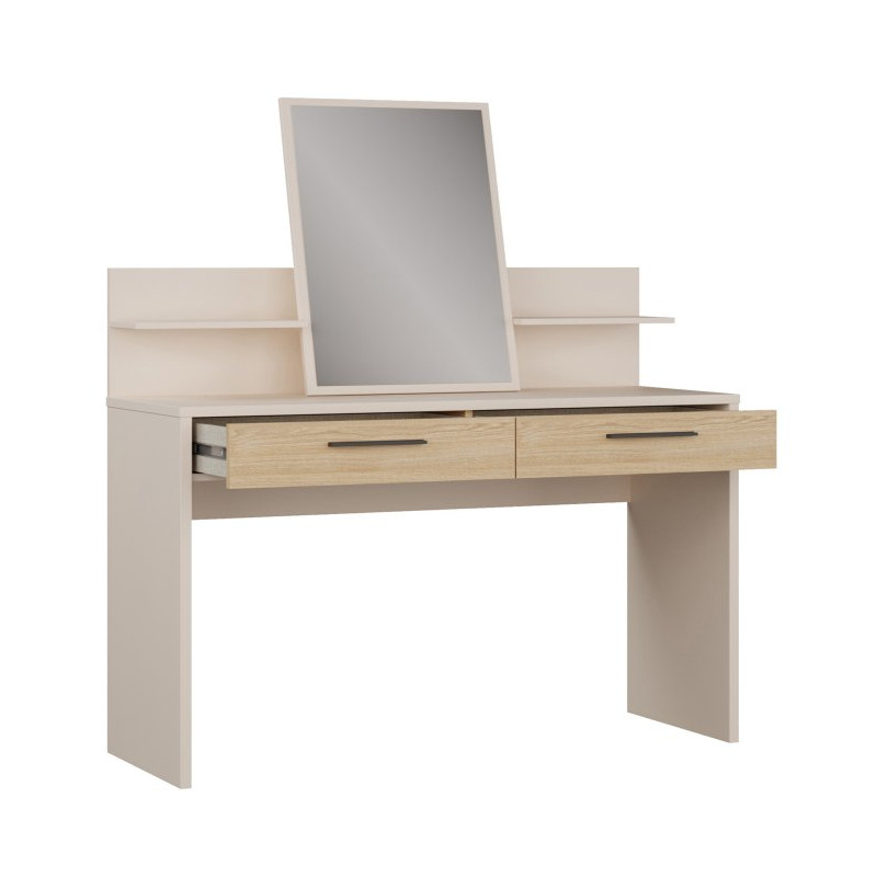 Toaletka z lustrem Ricciano | piaskowy/dąb elegancja