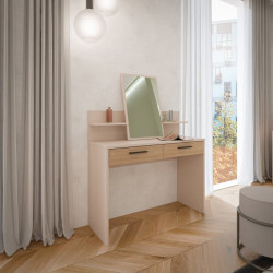 Toaletka z lustrem Ricciano | piaskowy/dąb elegancja
