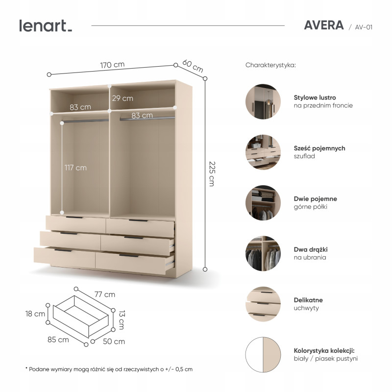 Szafa AV-01 AVERA piasek pustyni Lenart | Domowanie.pl