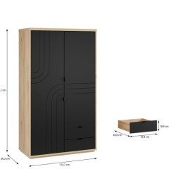 Szafa ubraniowa 115 cm Auriquet  z szufladami i półkami
