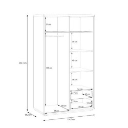 Szafa ubraniowa 115 cm Auriquet  z szufladami i półkami