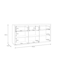 Czarna komoda 180 cm Auriquet do salonu sypialni biura