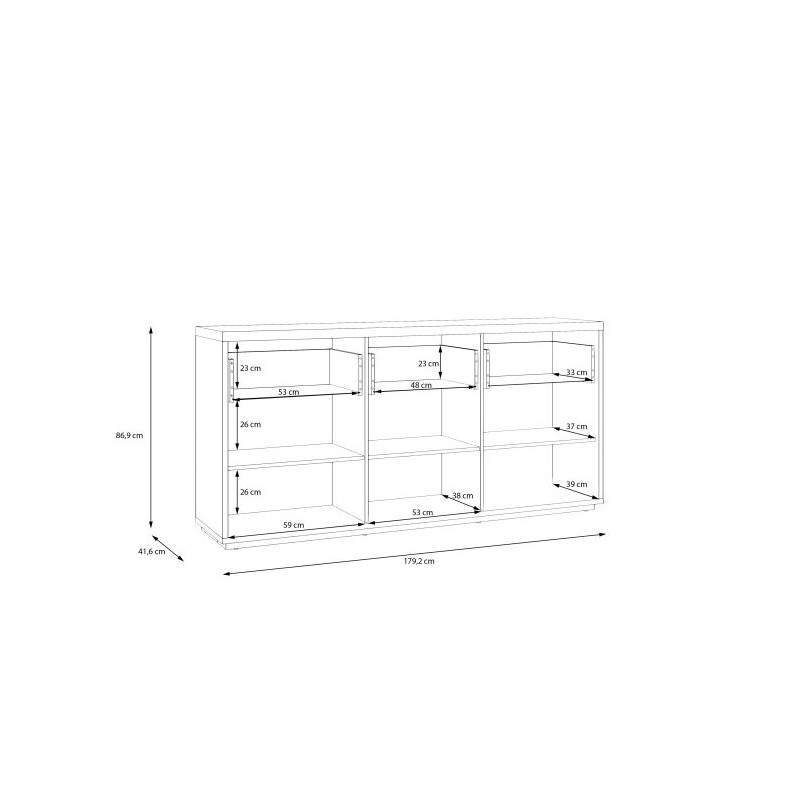 Czarna komoda 180 cm Auriquet do salonu sypialni biura