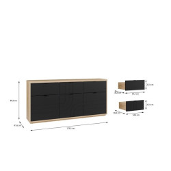 Czarna komoda 180 cm Auriquet do salonu sypialni biura