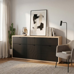 Czarna komoda 180 cm Auriquet do salonu sypialni biura