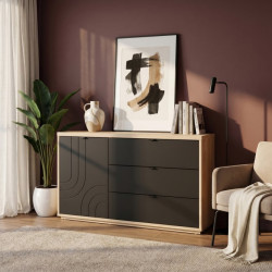 Czarna z szufladami 150 cm Auriquet do salonu sypialni biura