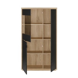 Witryna do salonu AUQV621L | dąb dziki naturalny/czarny