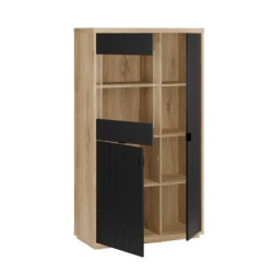 Witryna do salonu AUQV621L | dąb dziki naturalny/czarny