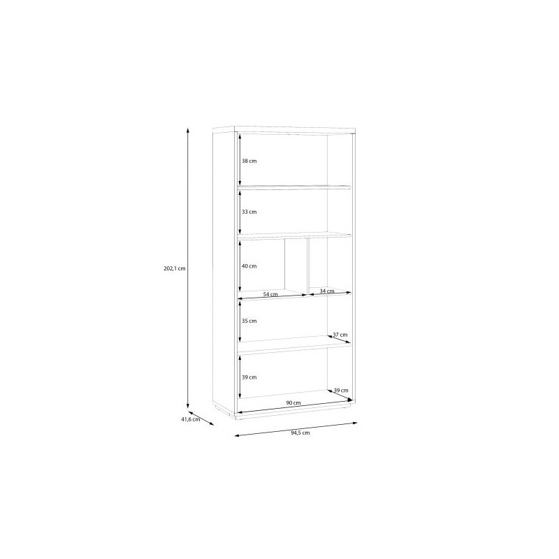 Regał z szafką 95 cm Auriquet do salonu | dąb dziki naturalny/czarny