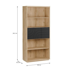 Regał z szafką 95 cm Auriquet do salonu | dąb dziki naturalny/czarny