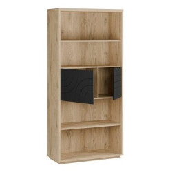 Regał z szafką 95 cm Auriquet do salonu | dąb dziki naturalny/czarny