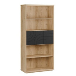 Regał z szafką 95 cm Auriquet do salonu | dąb dziki naturalny/czarny