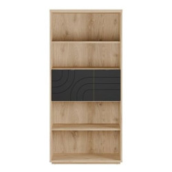 Regał z szafką 95 cm Auriquet do salonu | dąb dziki naturalny/czarny