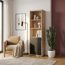 Regał z szafką 60 cm Auriquet do salonu | dąb dziki naturalny/czarny