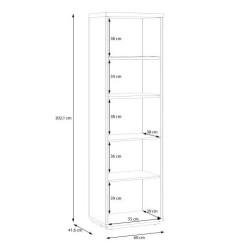 Regał z szafką 60 cm Auriquet do salonu | dąb dziki naturalny/czarny
