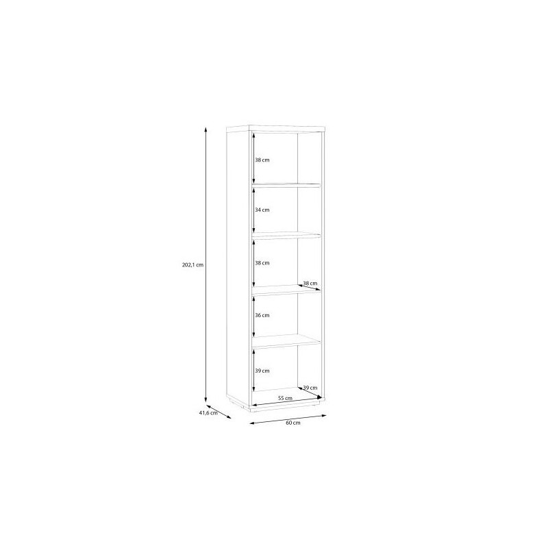 Regał z szafką 60 cm Auriquet do salonu | dąb dziki naturalny/czarny