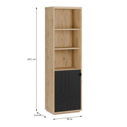 Regał z szafką 60 cm Auriquet do salonu | dąb dziki naturalny/czarny
