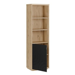 Regał z szafką 60 cm Auriquet do salonu | dąb dziki naturalny/czarny