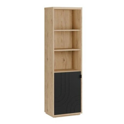 Regał z szafką 60 cm Auriquet do salonu | dąb dziki naturalny/czarny