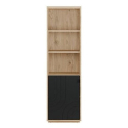 Regał z szafką 60 cm Auriquet do salonu | dąb dziki naturalny/czarny