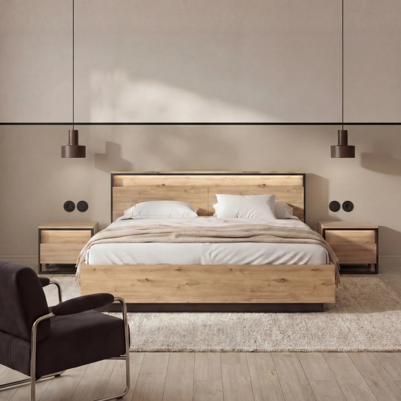 Łóżko oświetleniem Quant QS-02(160) Lenart - domowanie.pl