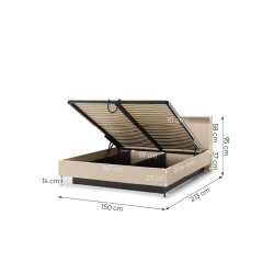 Łóżko 140x200 Trend TS-03 Lenart Meble beż piaskowy/czarny