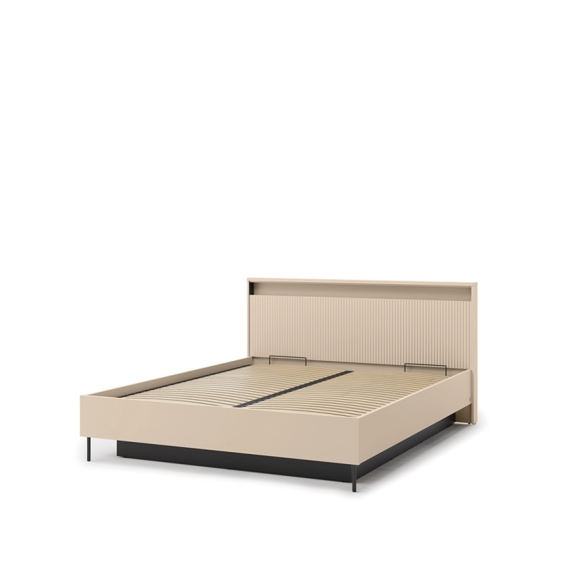 Łóżko 140x200 Trend TS-03 Lenart Meble beż piaskowy/czarny