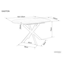 Ceramiczny stół rozkładany Gaston Ceramic 100 czarny mat 100(135)x75