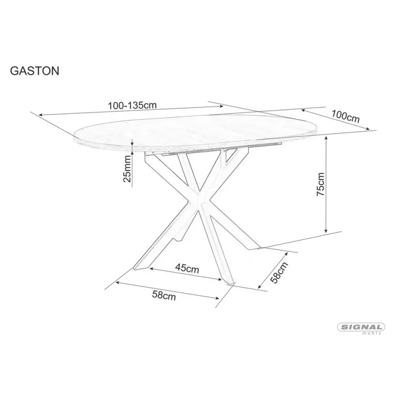 Ceramiczny stół rozkładany Gaston Ceramic 100 czarny mat 100(135)x75