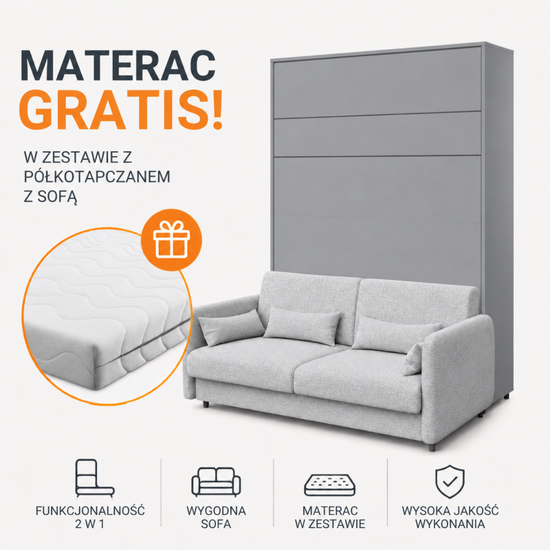 P&oacute;łkotapczan BC-13 BED CONCEPT z sofą BC-35 180 Lenart - domowanie.pl