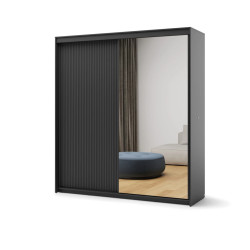 Szafa TZ-01 200 cm z lustrem i LED czarna | Domowanie.pl
