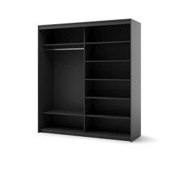 Szafa TZ-01 200 cm z lustrem i LED czarna | Domowanie.pl