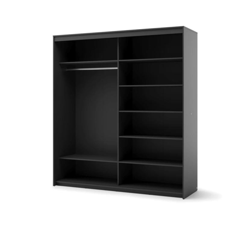Szafa TZ-01 200 cm z lustrem i LED czarna | Domowanie.pl
