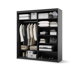 Szafa TZ-01 200 cm z lustrem i LED czarna | Domowanie.pl