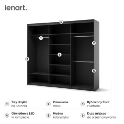 Szafa trzydrzwiowa przesuwna Trend TZ-02 Lenart Meble czarny
