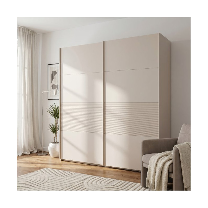 Beżowa szafa przesuwna 220 cm do sypialni | kolekcja Breathtaker