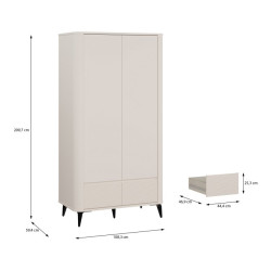Beżowa szafa przesuwna 110 cm do sypialni | kolekcja Breathtaker