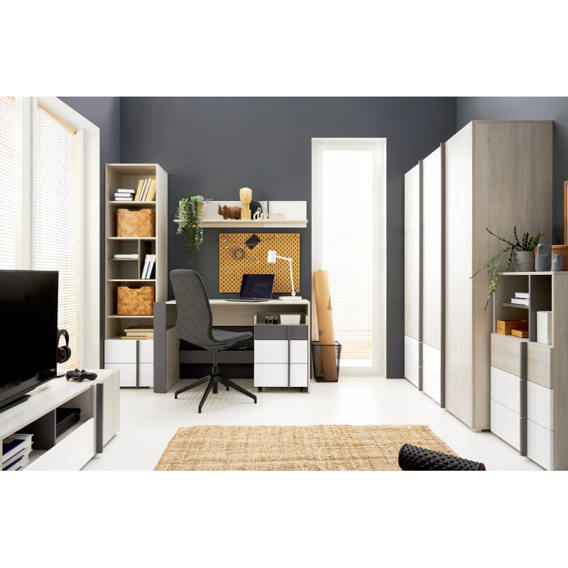 Regał Remo RM5 Dąb Wilton / Biały Lux / Antracyt Meblar