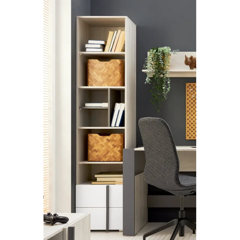 Regał Remo RM5 Dąb Wilton / Biały Lux / Antracyt Meblar