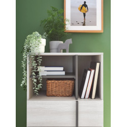 Regał Remo RM7 Dąb Wilton / Biały Lux / Antracyt Meblar
