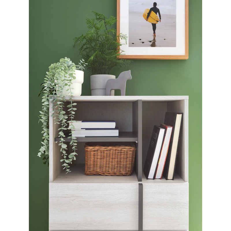 Regał Remo RM7 Dąb Wilton / Biały Lux / Antracyt Meblar