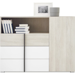 Komoda Remo RM9 Dąb Wilton / Biały Lux / Antracyt Meblar