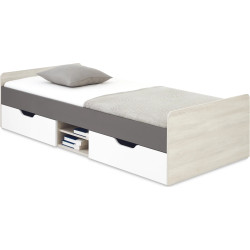 Łóżko 90 Remo RM15 Dąb Wilton / Biały Lux / Antracyt Meblar